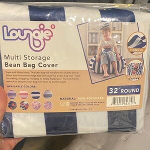 Blue and White Multi Storage Bean Bag Cover